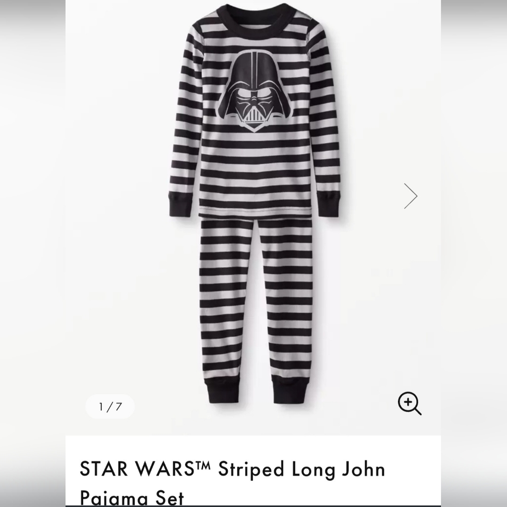 Star Wars Darth Vadar Striped Long John Pajamas